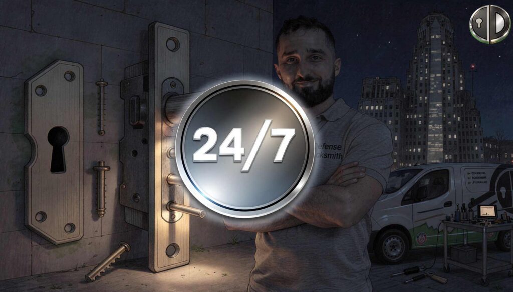 24/7 emergency locksmith service in Buffalo, NY by Defense Locksmith