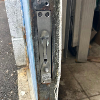 Commercial storefront door mortise lock service by Defense Locksmith Buffalo NY
