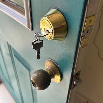 Brass deadbolt and knob rekey by Defense Locksmith Buffalo NY