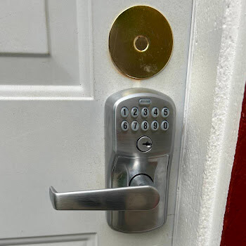 Commercial keypad lock installation by Defense Locksmith Buffalo NY