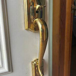 Brass handleset with lever installation by Defense Locksmith Buffalo NY