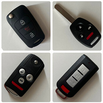 Variety of flip key and remote car key fobs by Defense Locksmith Buffalo NY