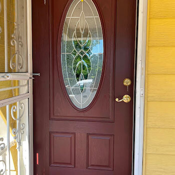 Front entry door lock service on a Buffalo NY home