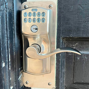 Wireless commercial keypad lock installation by Defense Locksmith Buffalo NY