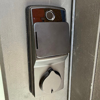 Smart deadbolt installation on a Buffalo NY home by Defense Locksmith