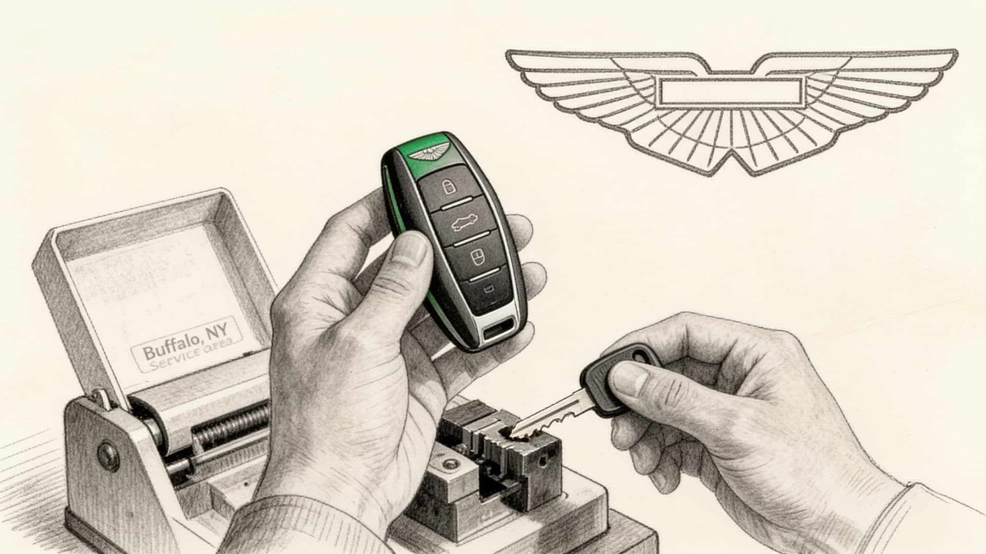Aston Martin car key replacement by Defense Locksmith in Buffalo, NY