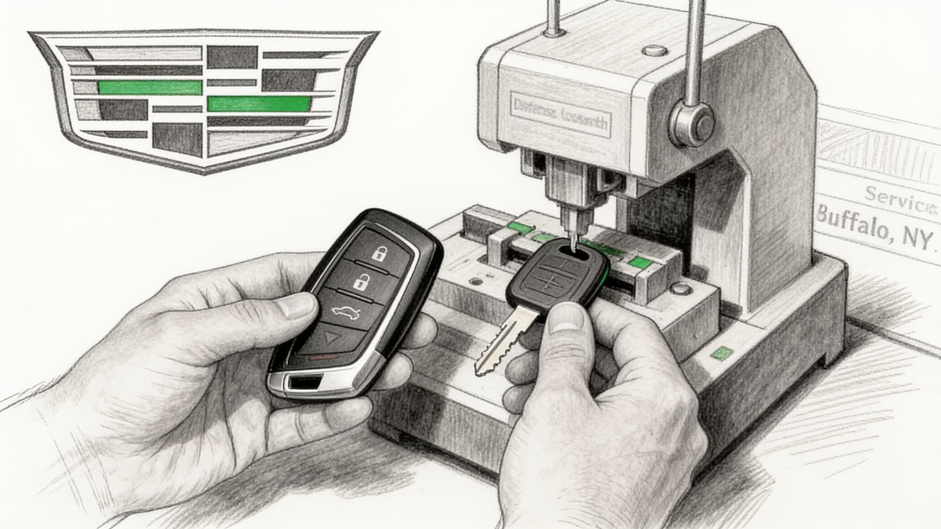 Cadillac car key replacement by Defense Locksmith in Buffalo, NY