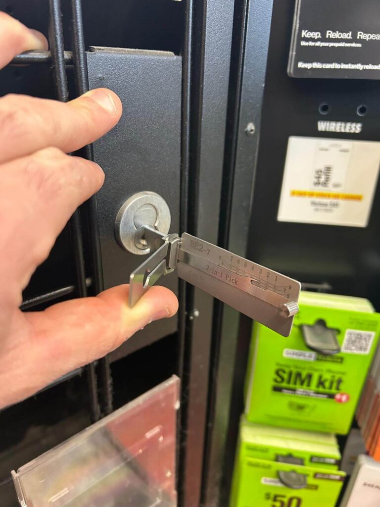 Commercial access control lock service on a vending machine in the Buffalo Metro area