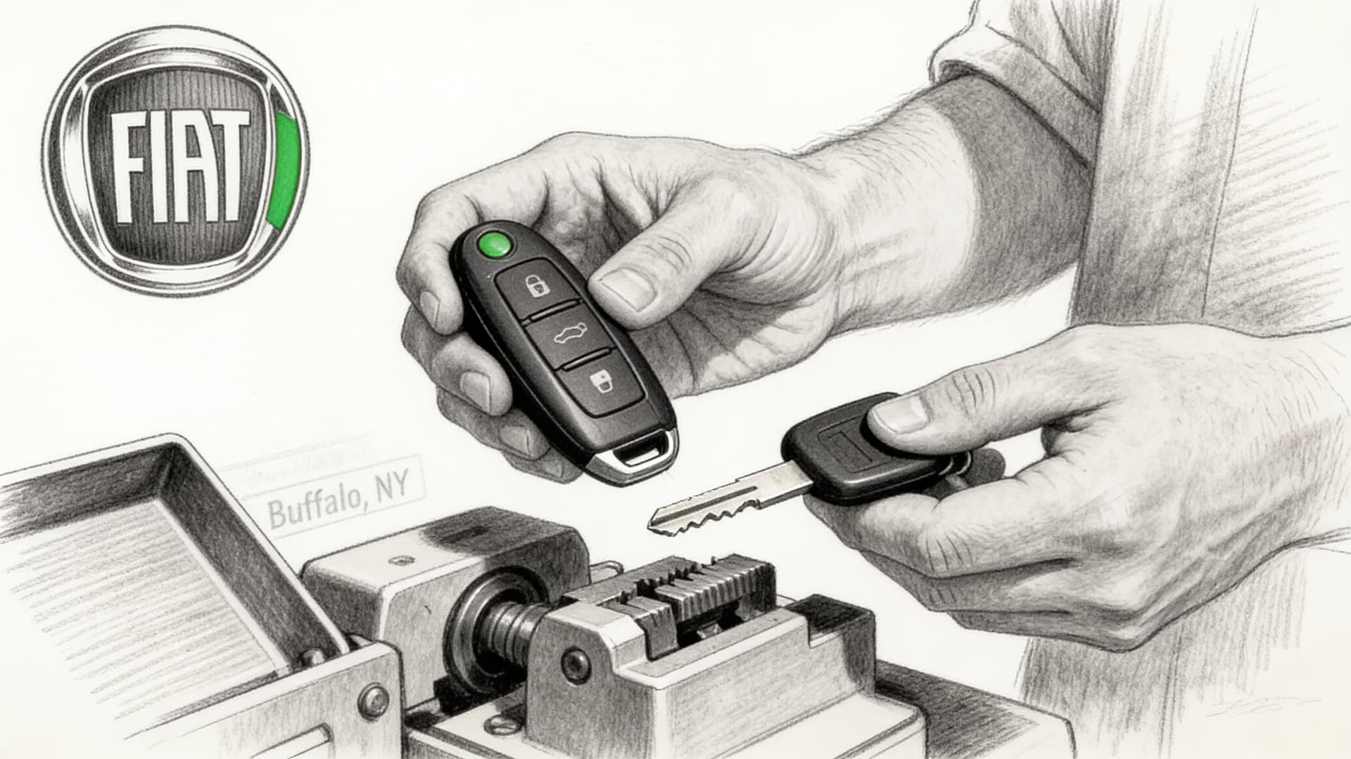 Fiat car key replacement by Defense Locksmith in Buffalo, NY