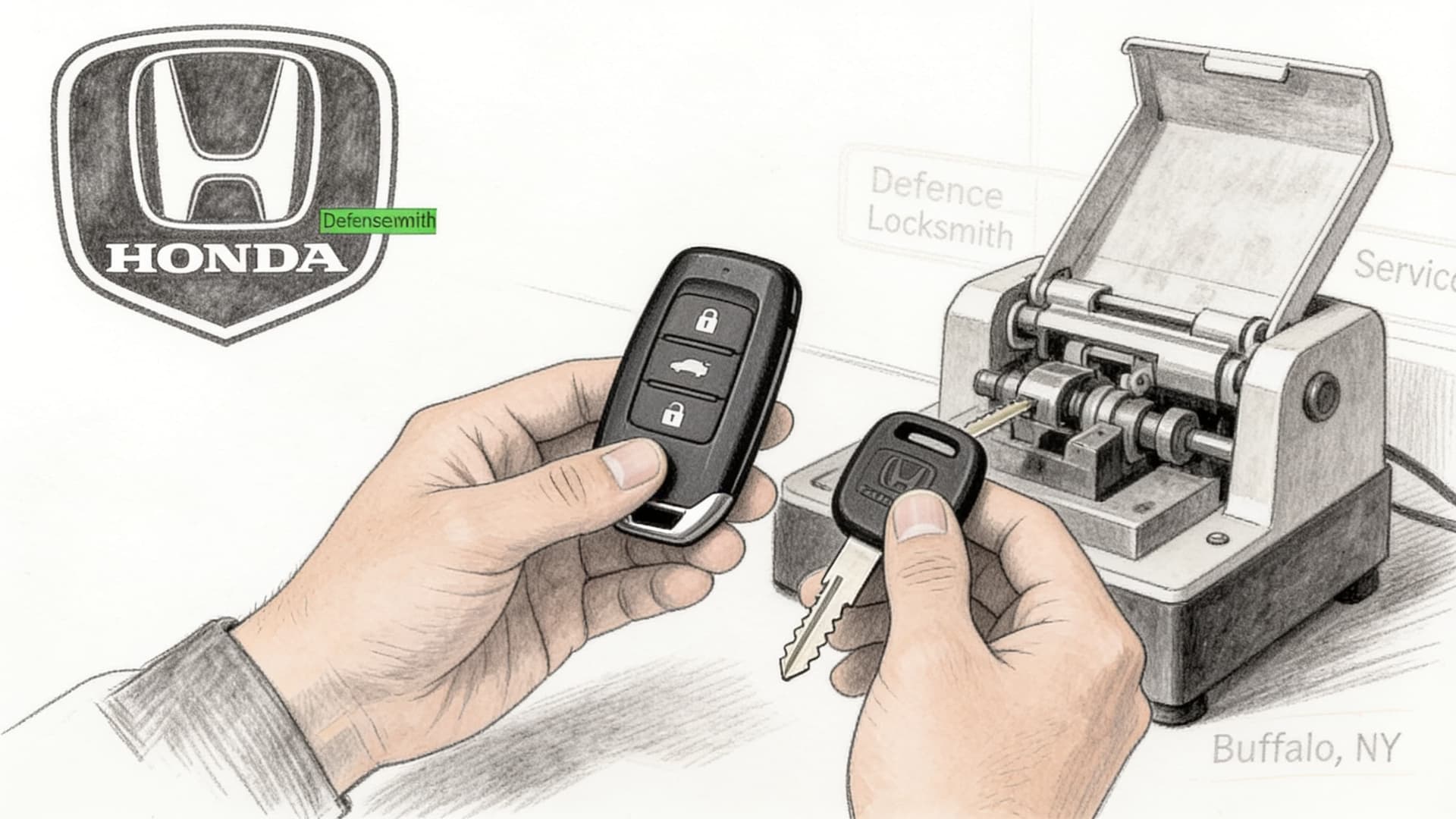 Honda car key replacement by Defense Locksmith in Buffalo, NY