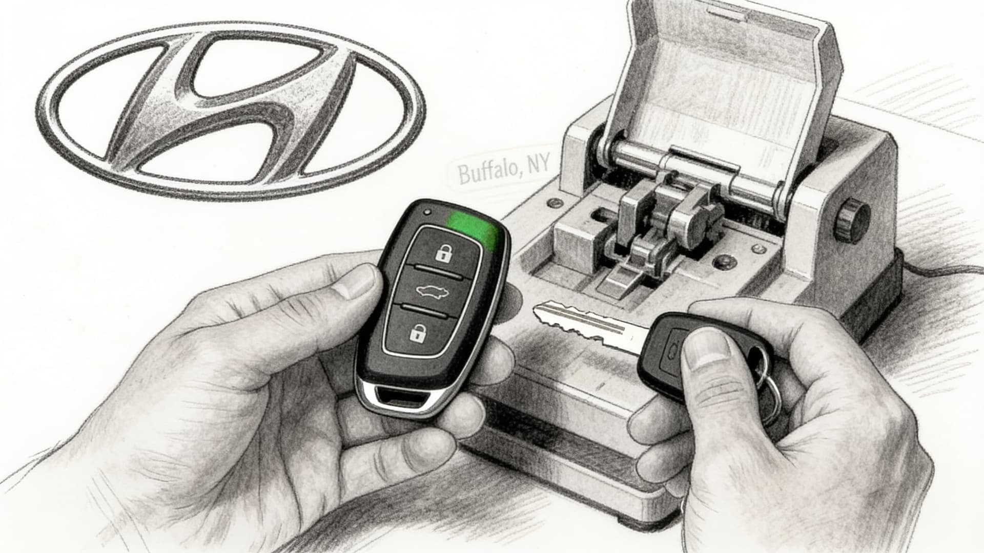 Hyundai car key replacement by Defense Locksmith in Buffalo, NY