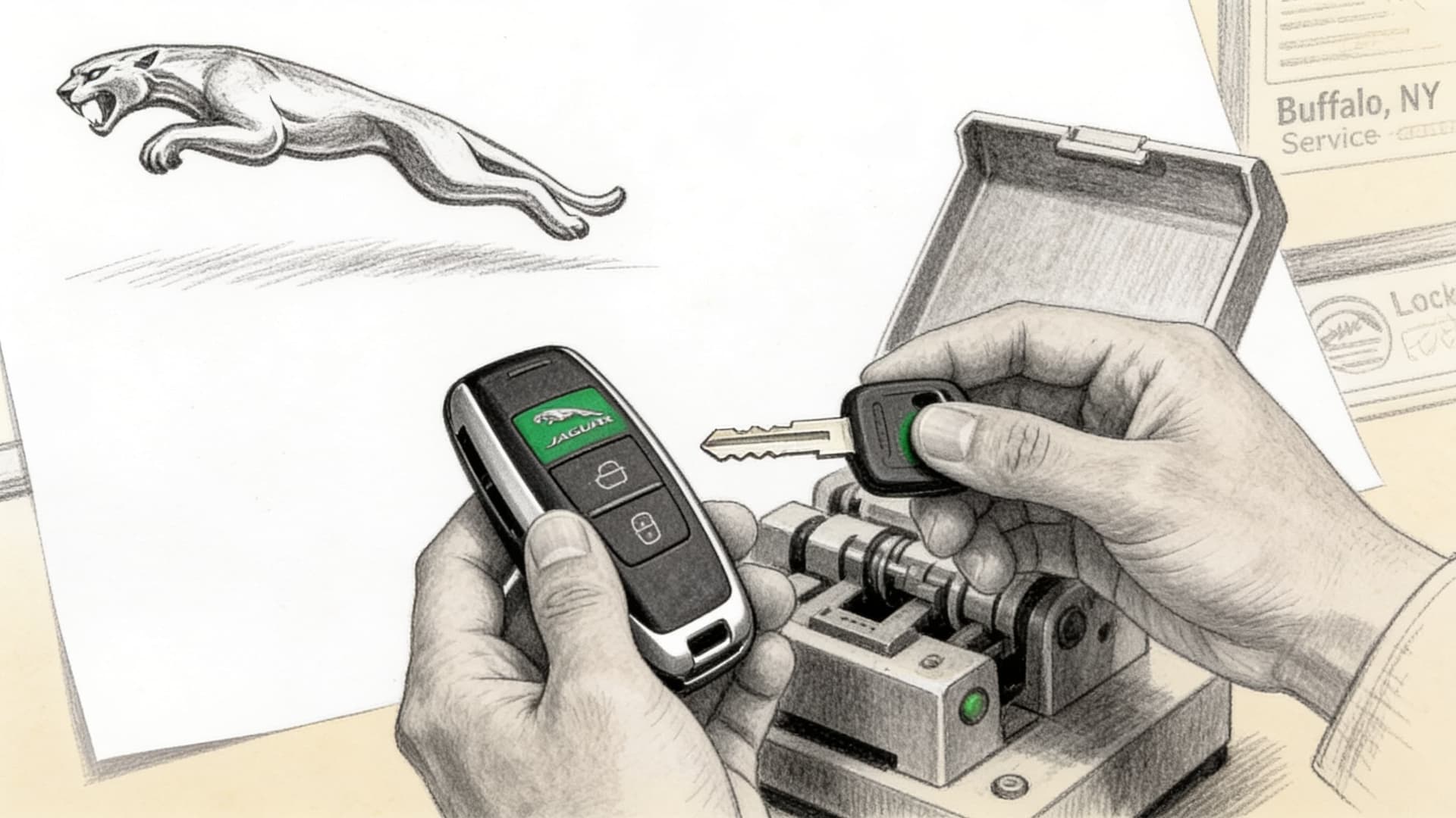 Jaguar car key replacement by Defense Locksmith in Buffalo, NY