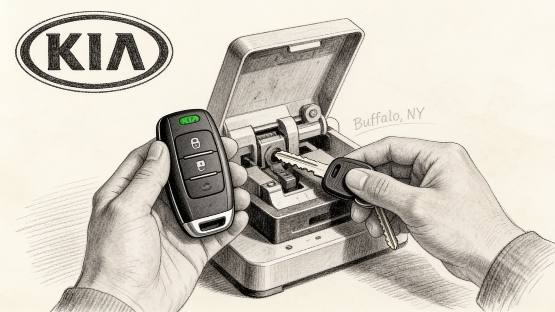 Kia car key replacement by Defense Locksmith in Buffalo, NY