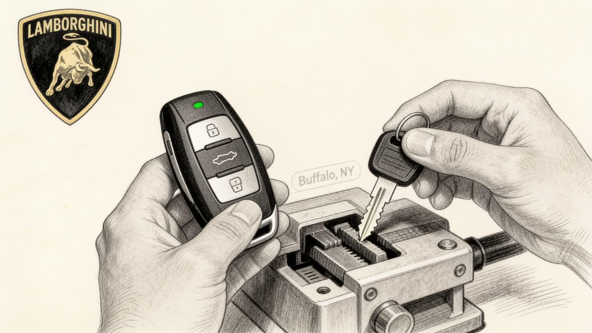 Lamborghini car key replacement by Defense Locksmith in Buffalo, NY