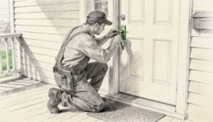 Locksmith Services in Depew NY - charcoal illustration | Defense Locksmith, Buffalo NY (716) 803-2934