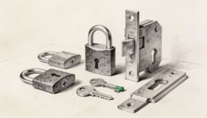 Locksmith Services in East Aurora NY - charcoal illustration | Defense Locksmith, Buffalo NY (716) 803-2934