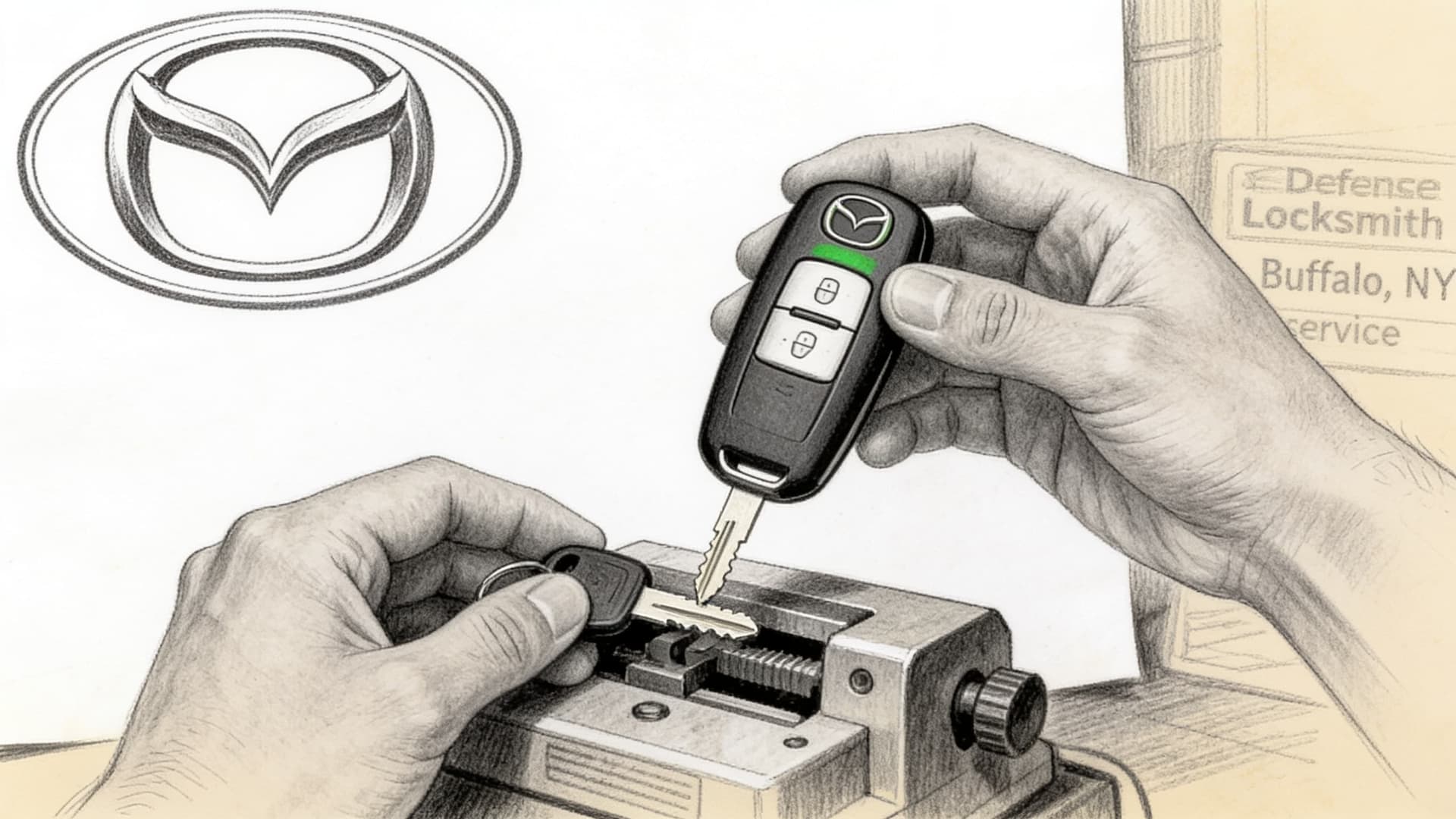 Mazda car key replacement by Defense Locksmith in Buffalo, NY