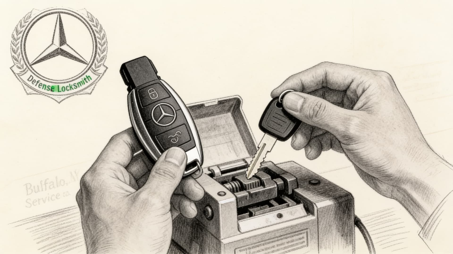 Mercedes-Benz car key replacement by Defense Locksmith in Buffalo, NY