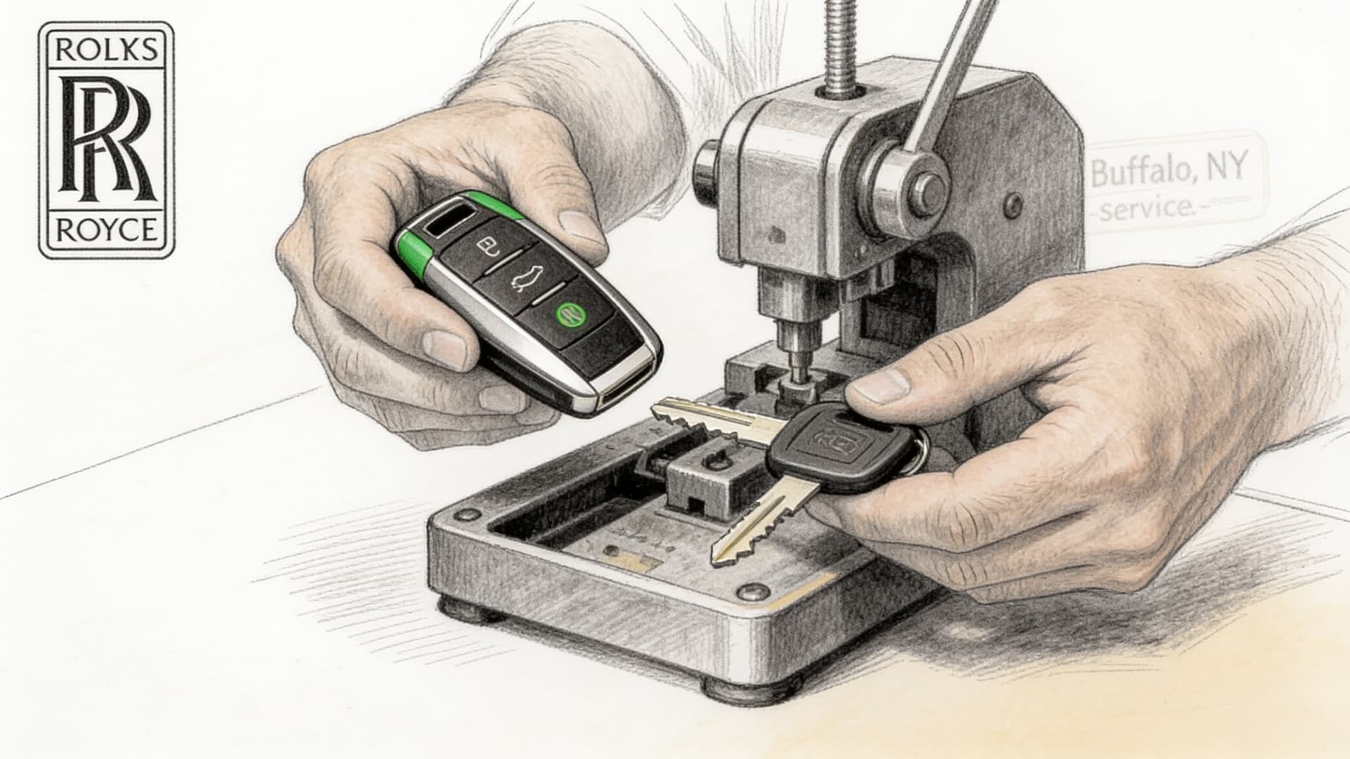 Rolls-Royce car key replacement by Defense Locksmith in Buffalo, NY