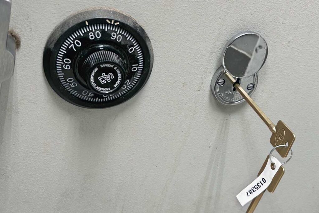 Combination safe dial during a safe opening and service