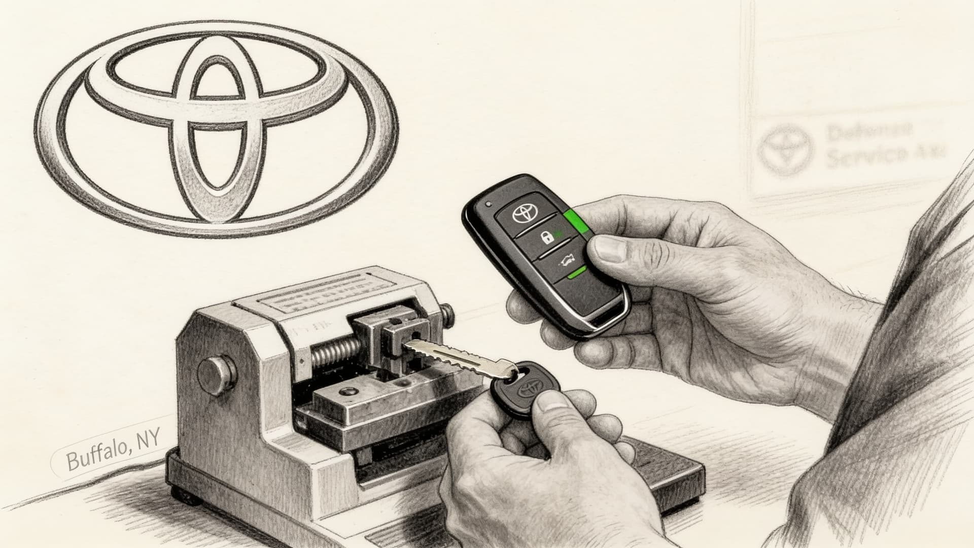 Toyota car key replacement by Defense Locksmith in Buffalo, NY