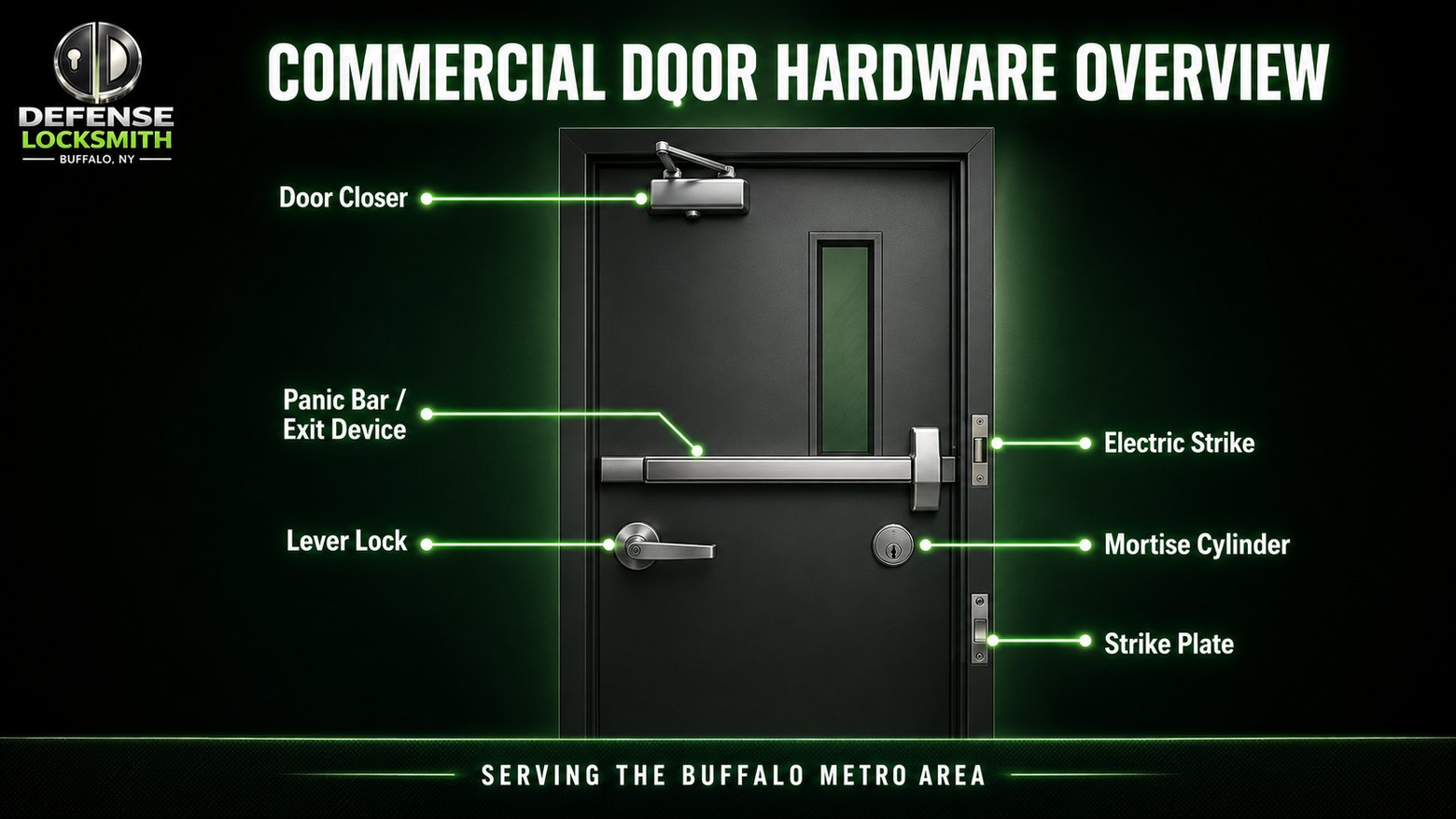 Commercial Door Hardware Overview diagram by Defense Locksmith, Buffalo NY