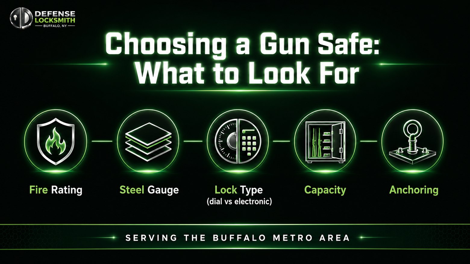 Choosing a Gun Safe | Defense Locksmith Buffalo NY Choosing a Gun Safe diagram by Defense Locksmith, Buffalo NY