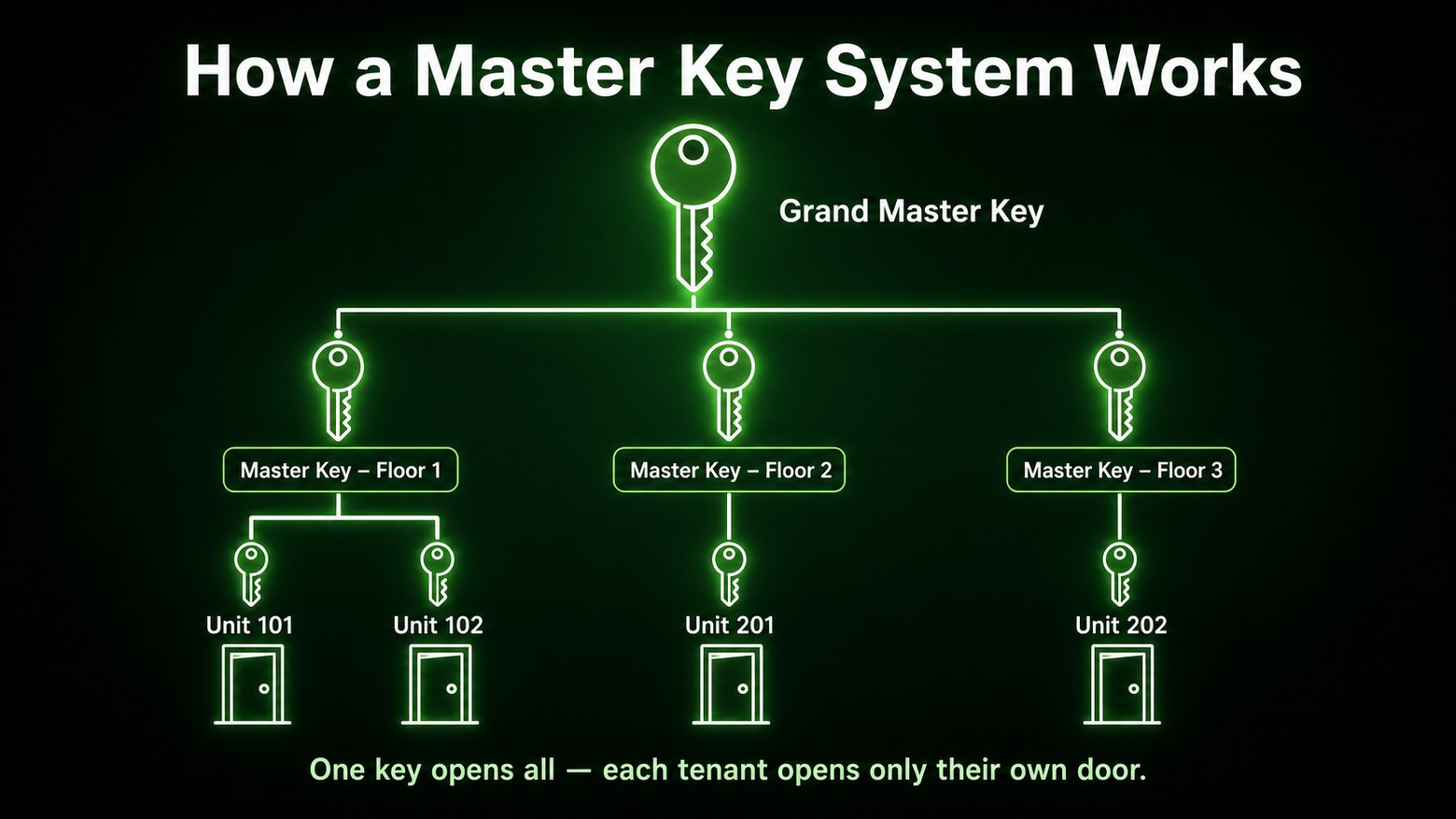 How a Master Key System Works diagram by Defense Locksmith, Buffalo NY