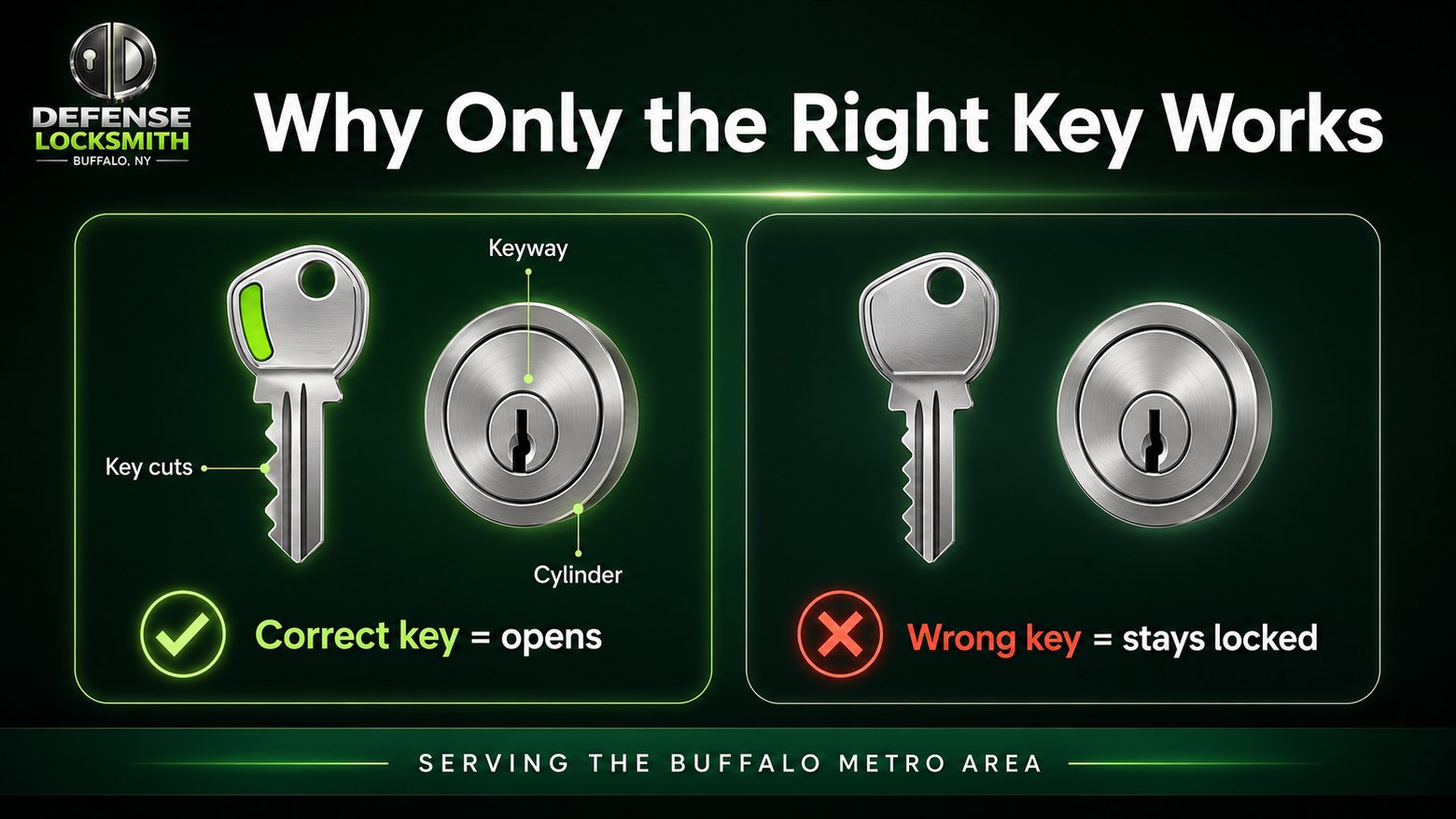 Why Only the Right Key Works | Defense Locksmith Buffalo NY Why Only the Right Key Works diagram by Defense Locksmith, Buffalo NY